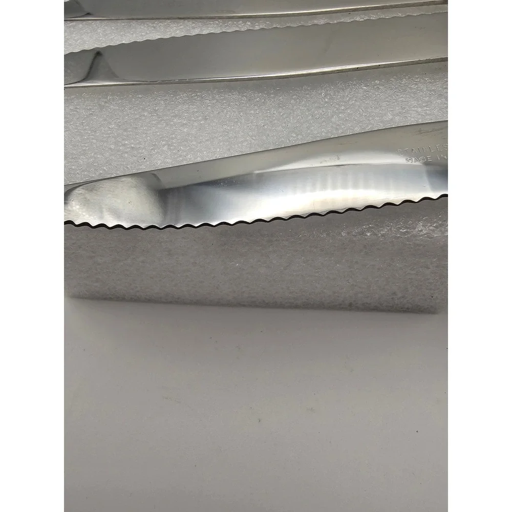 Vintage French Steak Knives Set of 4 Stainless Steel Cream Faux Bone Handles